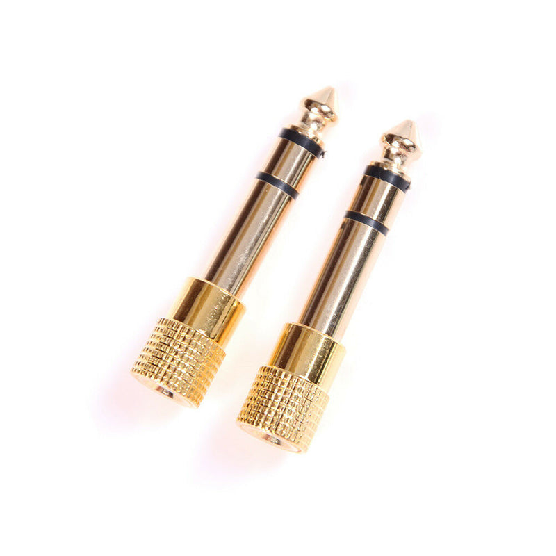 2Pcs 6.5mm Male to 3.5mm Female Jack Plug Headphone Audio Adapter Converter JR