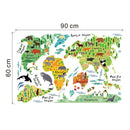 Removable Animal World Map Wall Stickers Home Bedroom Background Wall Decor