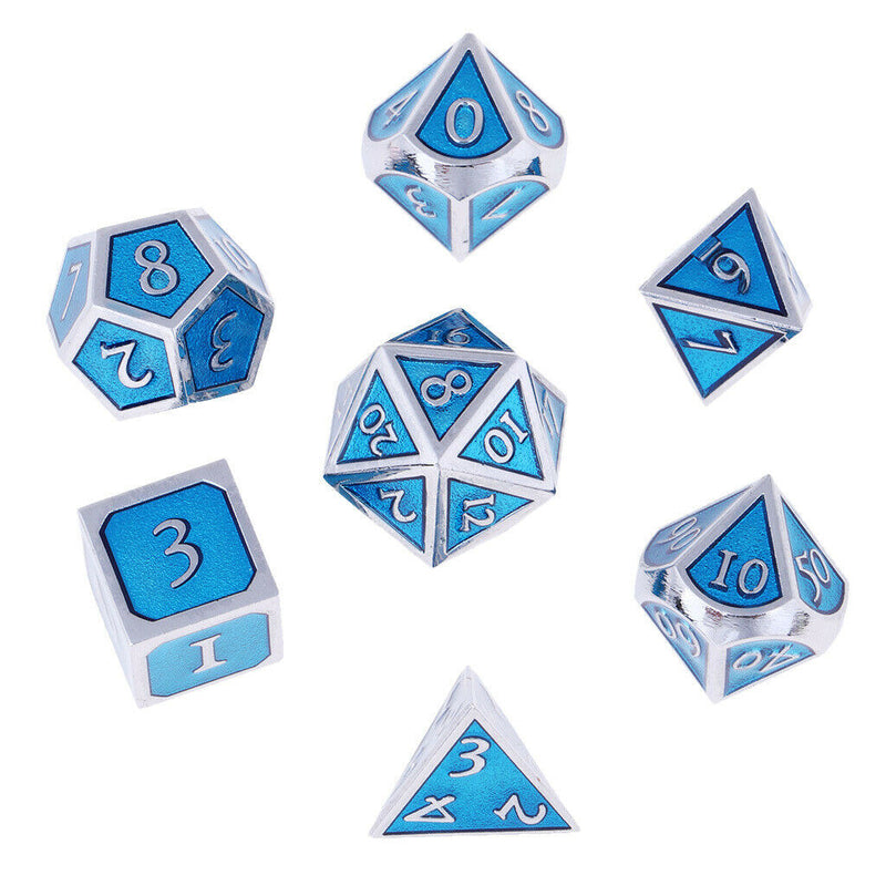7pcs Shaped Polyhedral Blue Gem Dice For TRPG D4-D20 Game