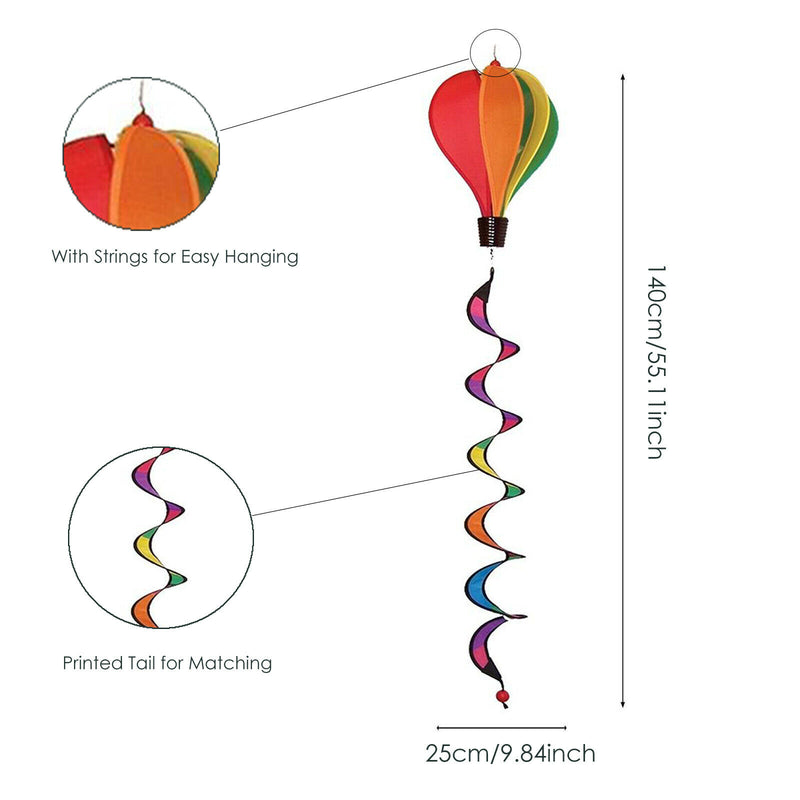 3Pcs 55" Hot Air Balloon Wind Windsock Outdoor Garden Lawn Festival Decor