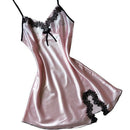 Women Sling Nightdress Sexy V-neck Spinning Silk Satin Pajamas Night Dress