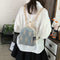 Straw Woven Small Backpacks Women Stripe Print Shoulder School Bags (Blue)