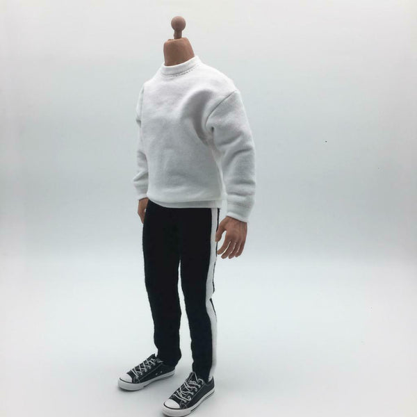 1/6 Scale Round Collar Sweatshirt Top Outfit and Striped Pants For 12'' HT PH