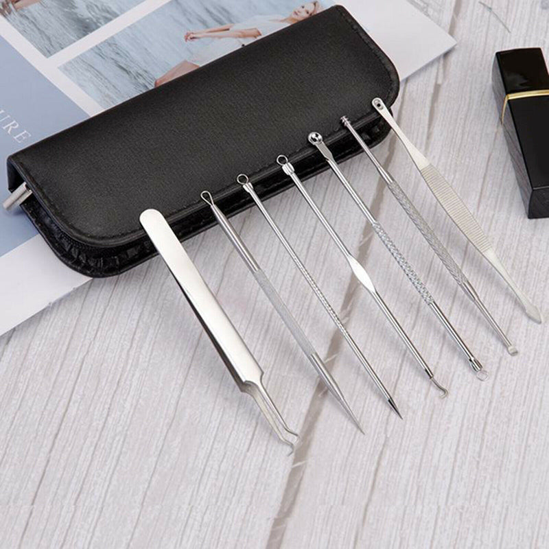 7 Pieces Facial Blackhead Remover Cleaner Tweezers Acne Comedone Needles Set