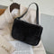 Plush Underarm Pack Shoulder Messenger Bag Women Soft Fluffy Totes (Black)