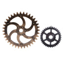 2PCS Retro Wall Hanging Decorative Wooden Gear Home Collectible 29/12cm