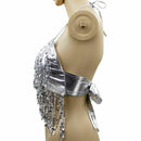 Women Fashion Sexy Latin Belly Dance Sequin Bra Tassel Top With Chest Party F7I1