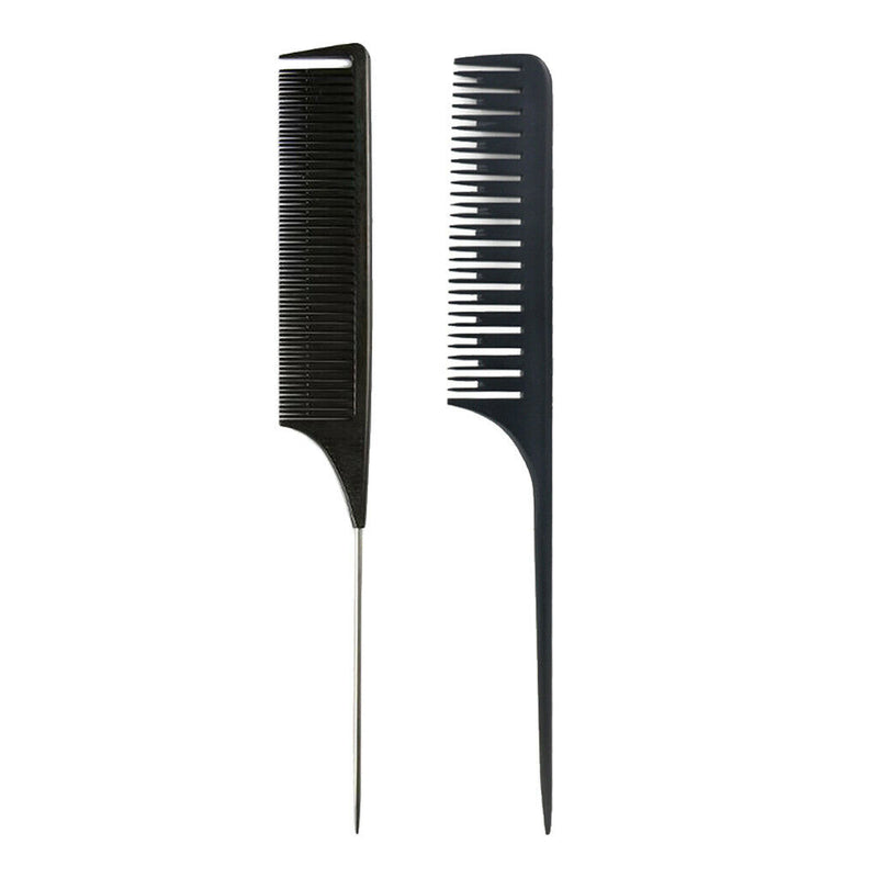 2Pcs Heat-resistant Sectioning Weave Highlighting Foiling Comb Rat Tail Comb