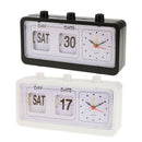High Quality Flip Alarm Clock Desktop Beside Clock with Calendar -White