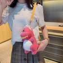 Women Cute Dinosaur Plush Satchel Girl Mini Shoulder Money Phone Bag (Pink)