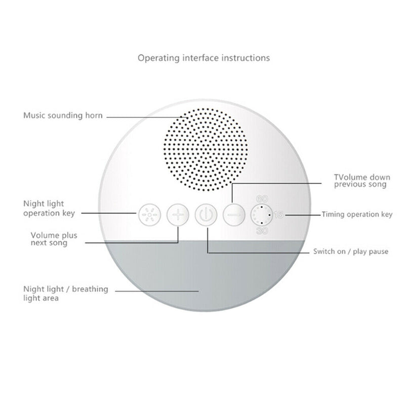 90x90x31mm White Noise Machine Sound Spa Easy Sleep Baby Rain Relax Therapy