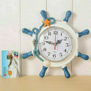 Mediterranean Wall Clock Beach Sea Theme Wheel Steering Home Wheel D L7V6 C3K1