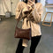 Simple Women Shoulder Bag Leather Totes Retro Travel Handbag (Dark Brown)