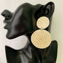 Rattan Woven Hoop Earrings Handmade Straw Dangles Wicker Braid Drop EarringsC4V9