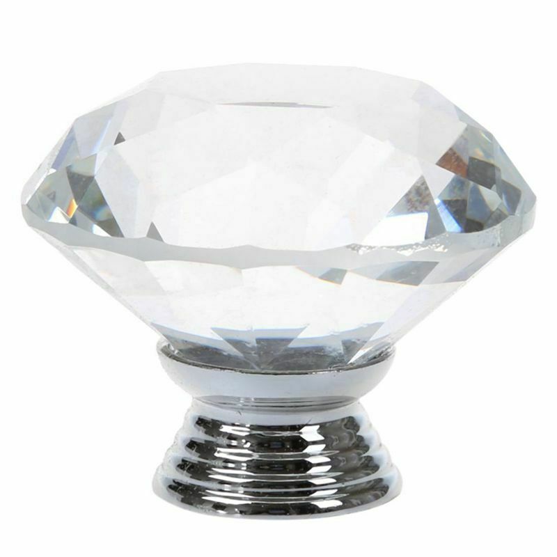 8 X LS-D3020 40MM Clear Crystal Glass Diamond Cut Door Knobs Kitchen Cabine E1O5
