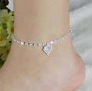 Women Lady Crystal Rhinestone  Heart Anklet Ankle Bracelet Chain Jewelry JR