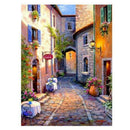 Alley Scenery Pattern Round Diamonds Canvas Canvas Living Room Kitchen Wall