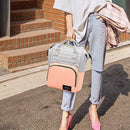Stripe Hit Color Mommy Backpacks Maternity Baby Nursing Diaper Bags (Pink)