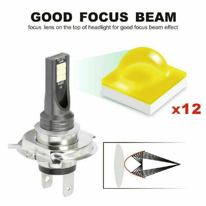 2X H1 LED Headlight Kit 200W High or Low Beam Bulbs 6000K 20000LM Super Bright