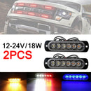 2Pcs 18 Mode 6 LED Car Truck Warning Emergency Flashing Lamp Strobe Light