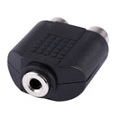 3.5mm Female Socket to Dual Female RCA Jack AV Adapter Splitter Black T2V9