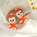 Lovely Snowman Drop Earrings Christmas Pendant Ear Studs Jewelry (Orange) A