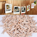 50x Small Wooden Cloth Photo Paper Peg UI Clothespin Craft Clips Memo Clip Delux