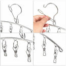 3 Pack Stainless Steel Laundry Drying Rack Clothes Hanger with 10 Clips For