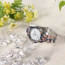 Women Fashion Geneva Flower Colour Print Plastic Style Quartz Wrist(6) A