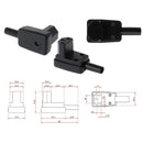 90 Degree Angled IEC 320 C13 Female Plug AC 250V 10A Power Cord Cable Connector