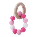 Nursing Bracelets Wooden Ring Baby Teether Silicone Chew Beads Toys (Pink) A