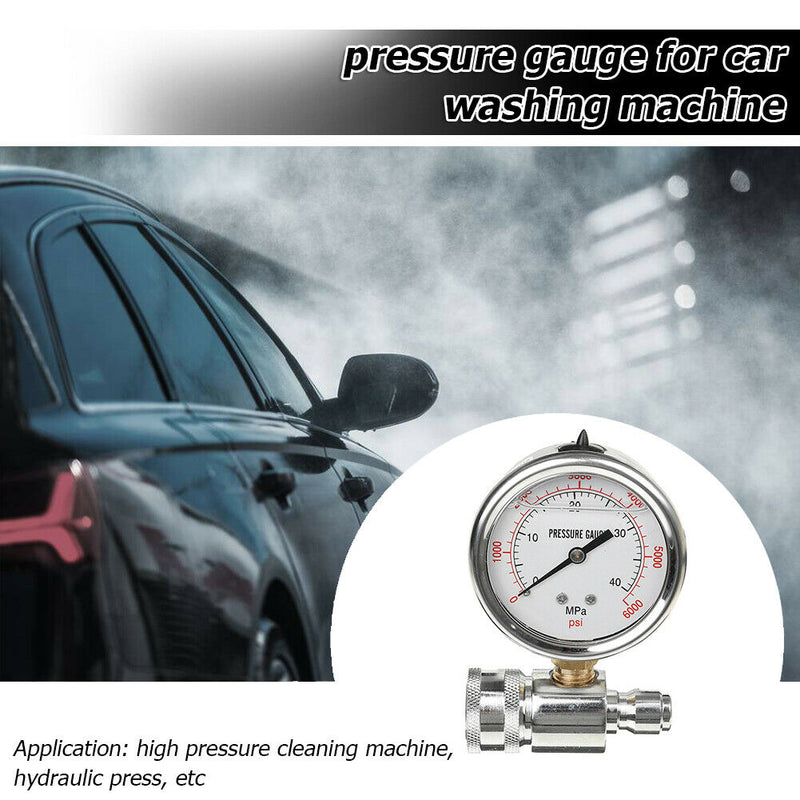 Stainless Steel Pressure Washer Pressure Gauge 6000PSI/40MPa 3/8in Fitting A