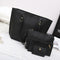 4pcs/set Solid Color Litchi Pattern Women Shoulder Handbags Clutch (Black)