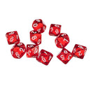 Red Ten Sided Gem Dice For RPG   Games Set of 10 Dice Die