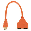 1080P HD HDMI Port Male to 2 Female 1 In 2 Out Splitter Cable Adapter Orange