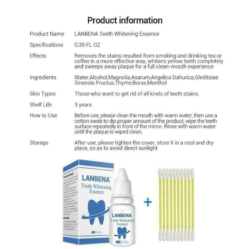Cleaning Teeth Whitening Removes Plaque Stains for 10ml Tools Oral Hygiene E7B7