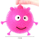 Cartoon LED Light Up Glowing Hair Flash Ball Kids Fun Squeeze Anti Stress ToysSP