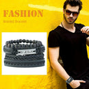 4pcs Retro Weave Bracelet Multilayer Leather Bangles Religious Jewelry Gift A