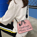 Women PU Leather Shell Wide Shoulder Strap Crossbody Messenger Bag (Pink) A