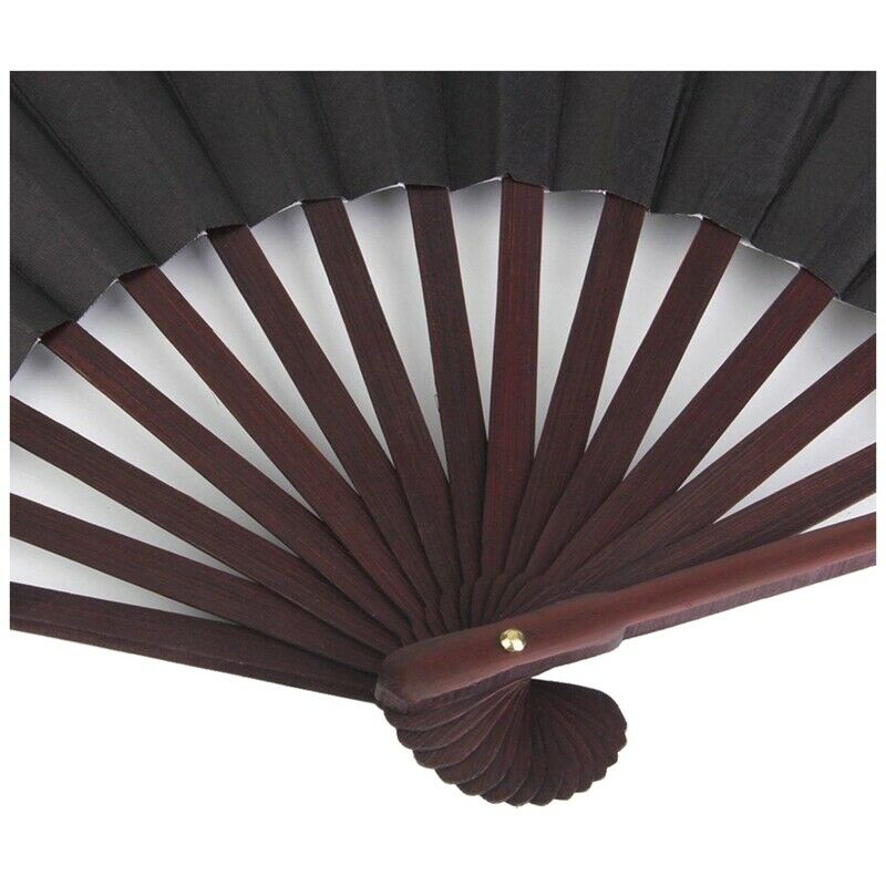 Folding Blank Hand Fan Calligraphy Writing Dancing Fan for Men's 33cm - Bla D3U1