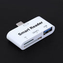Mini 3 in 1 Type-C Port USB3.0 OTG SD/TF Card Smart Reader Adapter(White)