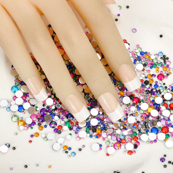 2000x Crystal Flat Back Rhinestones Assorted Size Nail Art Craft Decoration