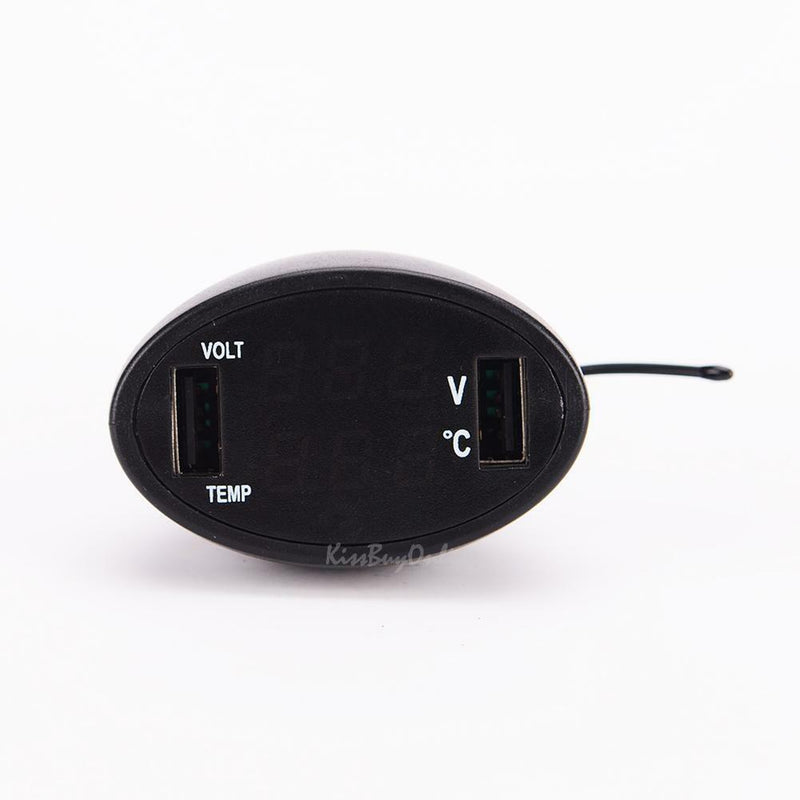 3 in 1 LED Digital Car 12V Dual USB Port Charger LED Thermometer Voltmeter
