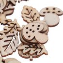 50 PCs Mixed Wooden Craft Squirrel Leaves Mushroom Shape Hedgehog Decorat %ã€Š