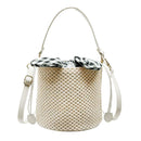 Straw Woven Shoulder Messenger Handbags Women Crossbody Bucket Bags (Beige) A