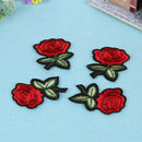 5pcs Red Rose Flower Embroidery Cloth DIY Sewing Iron on Patch(7X5cm)