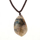 Labradorite Stone Pendant Necklace with Hanging String for Woman Xmas Gift