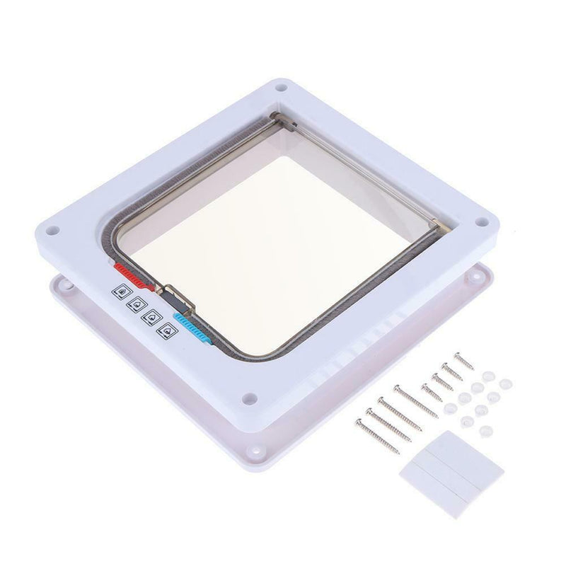 4 Way Lockable Dogs Cat Security Flap Door Kitten Puppy Pets Gate (White S) A