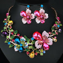 Creative Crystal Flower Chunky Statement Pendant Necklace Collar Chain Jewlry