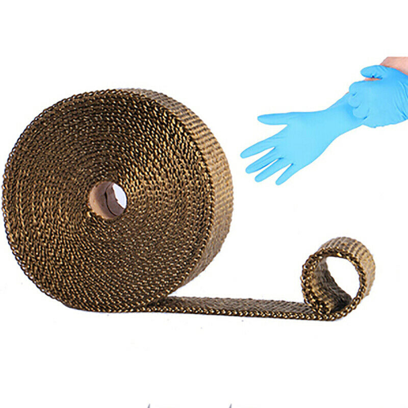 2x Exhaust Manifolds Titanium Heat Wrap Tape Thermal Automobile Refitting+straps